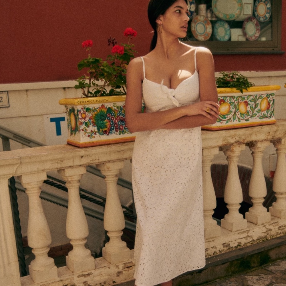 White eyelet Sezane dress size 34